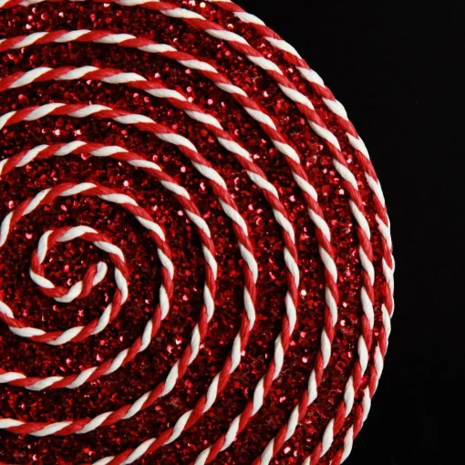 Red Glitter with Twine Lollipop Christmas Decoration Discount