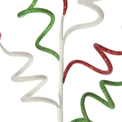 Red, Green and White Glitter Curly Christmas Pick Discount