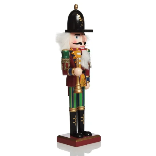 Red Jacket Nutcracker with Horn Christmas Ornament - Large Fashion