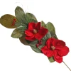 Red Magnolia Flower Green Leaf and Pine Christmas Spray Shop