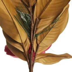 Red Magnolia Flower Green Leaf and Pine Christmas Spray Shop