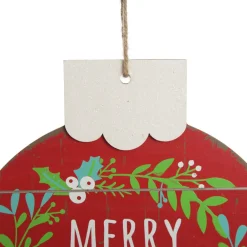 Red Merry Christmas Wooden Bauble Plaque Hot