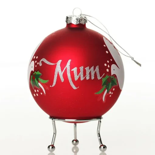 Red Peace Doves Christmas Bauble New