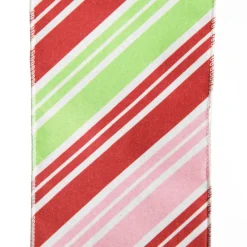 Red Pink Mint Peppermint Candy Stripe Christmas Wired Ribbon Garland Shop