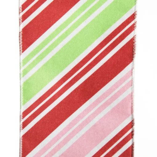 Red Pink Mint Peppermint Candy Stripe Christmas Wired Ribbon Garland Shop