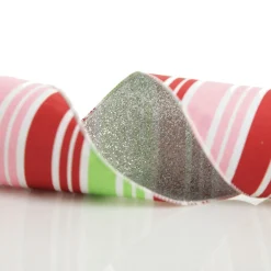 Red Pink Mint Peppermint Candy Stripe Christmas Wired Ribbon Garland Shop