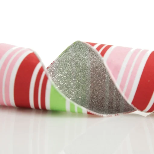 Red Pink Mint Peppermint Candy Stripe Christmas Wired Ribbon Garland Shop