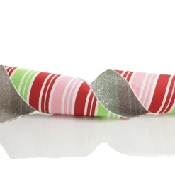 Red Pink Mint Peppermint Candy Stripe Christmas Wired Ribbon Garland Shop