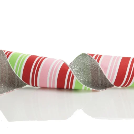 Red Pink Mint Peppermint Candy Stripe Christmas Wired Ribbon Garland Shop