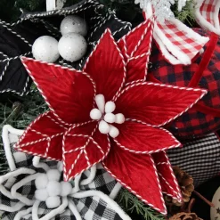 Red Poinsettia Flower Stem with Twine Trim Sale