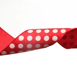 Red Satin Christmas Ribbon Garland with White Dots Flash Sale