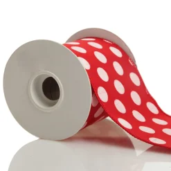 Red Satin Christmas Ribbon Garland with White Dots Flash Sale