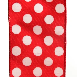 Red Satin Christmas Ribbon Garland with White Dots Flash Sale