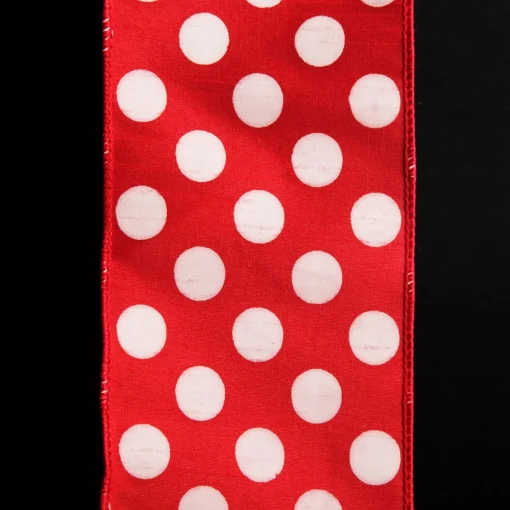 Red Satin Christmas Ribbon Garland with White Dots Flash Sale