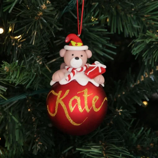 Red Teddy Christmas Character Bauble New