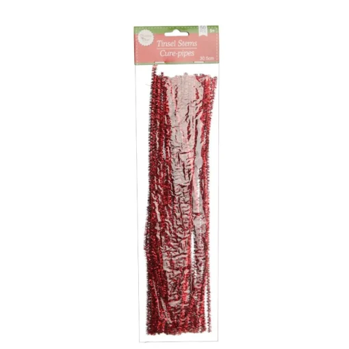 Red Tinsel Chenille Stem Pipe Cleaners - Pack of 45 Shop