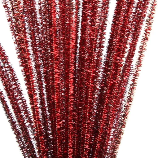 Red Tinsel Chenille Stem Pipe Cleaners - Pack of 45 Shop