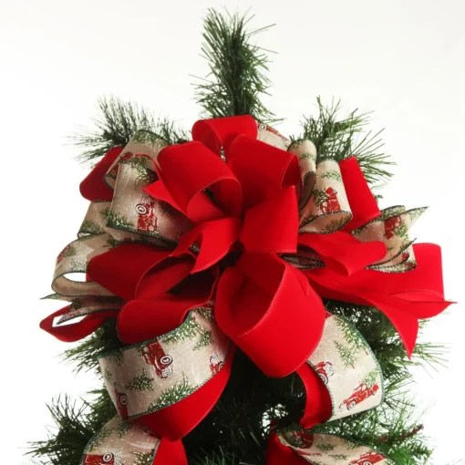 Red Truck Deluxe Tree Topper Bow with Streamers Sale