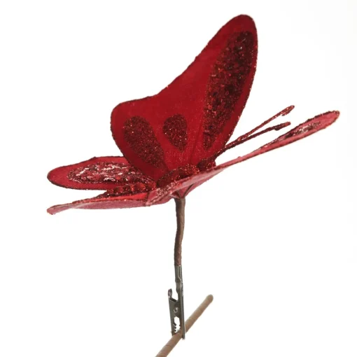 Red Velvet and Sequin Butterfly Clip Clearance