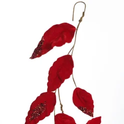 Red Velvet and Sequin Leaf Christmas Garland Hot