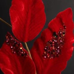 Red Velvet and Sequin Leaf Christmas Garland Hot
