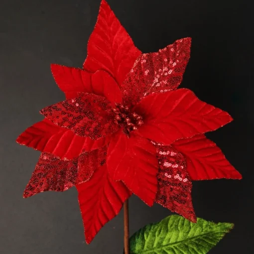 Red Velvet Sequin Flower New