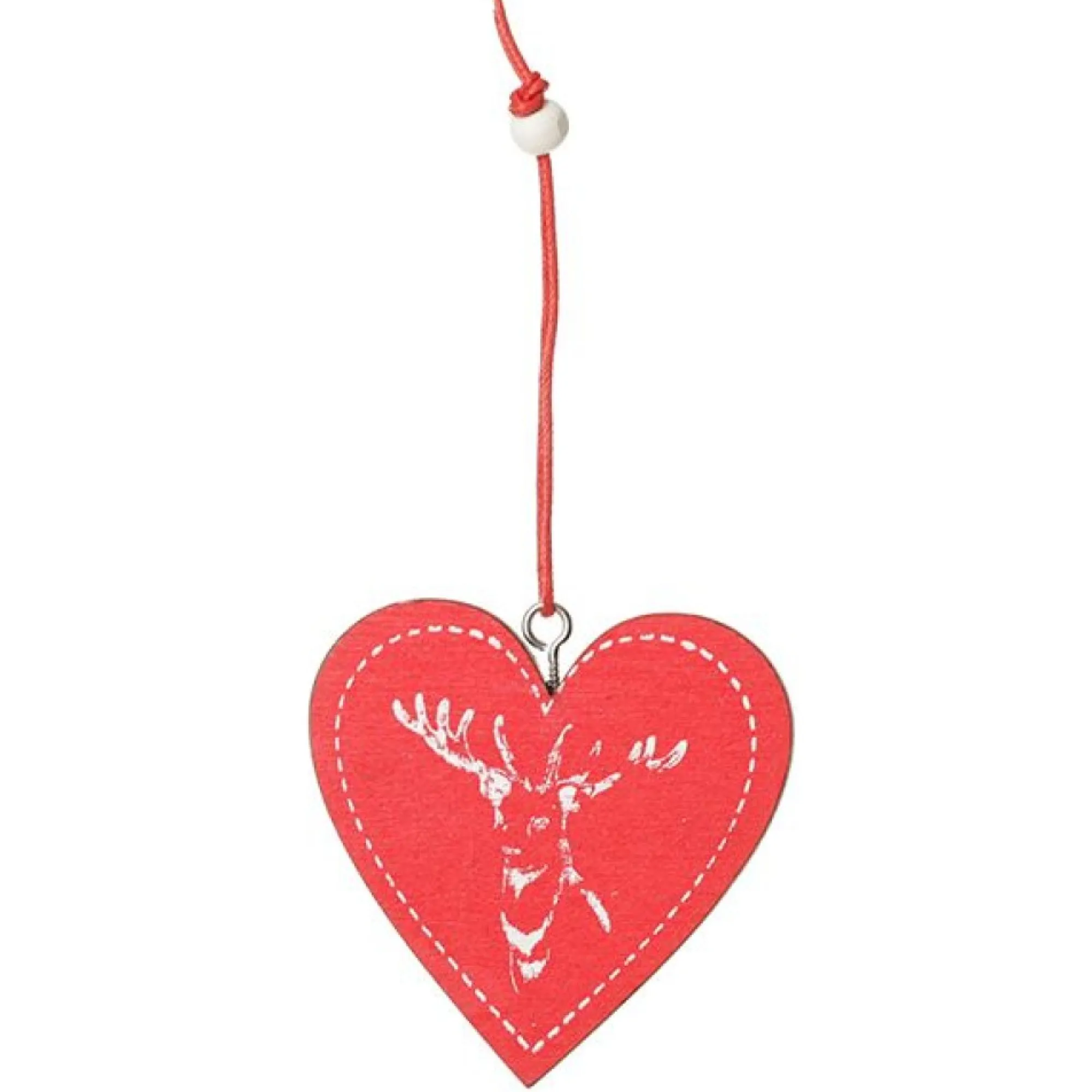 Red Vintage Deer Stamped Christmas Decorations - Set of 6 New