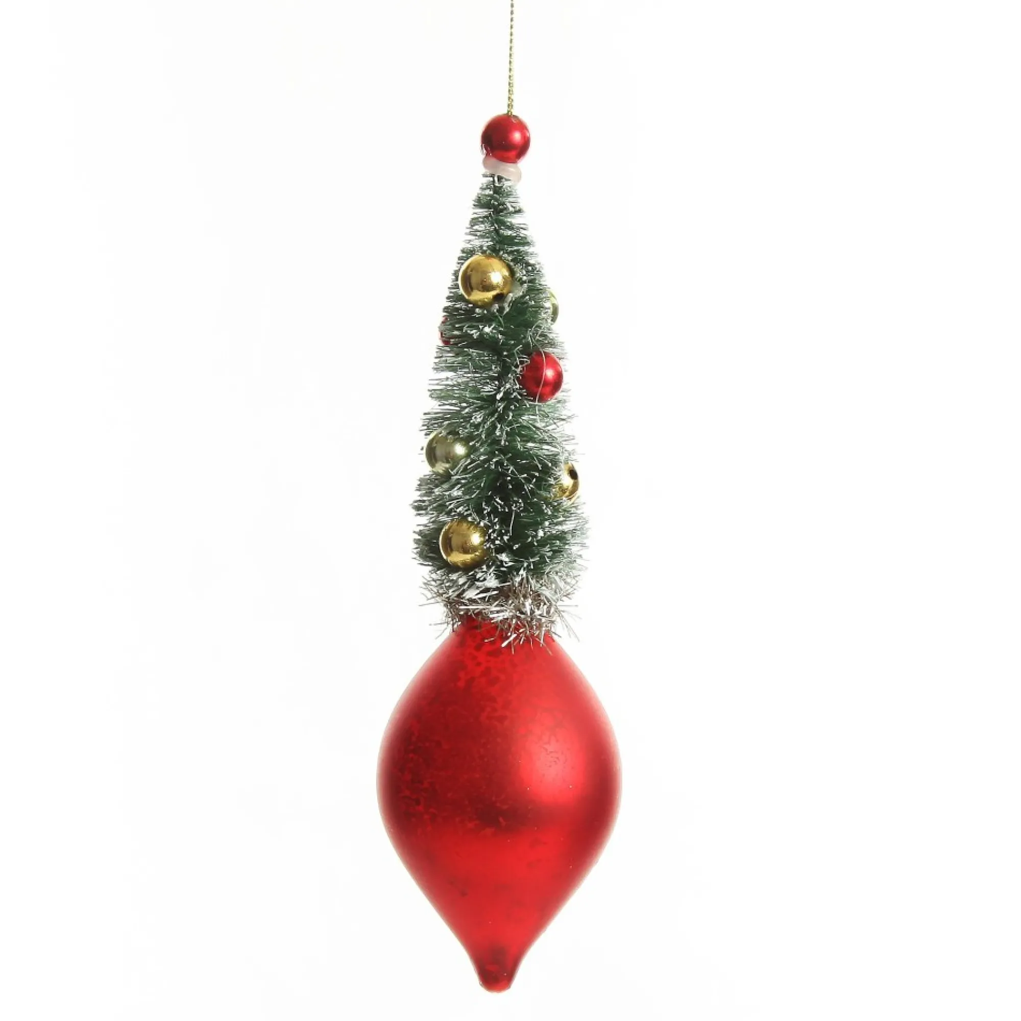 Red Vintage Glass Christmas Finial with Tree Cheap