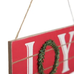 Red Wood Hanging Christmas Joy Plaque Store