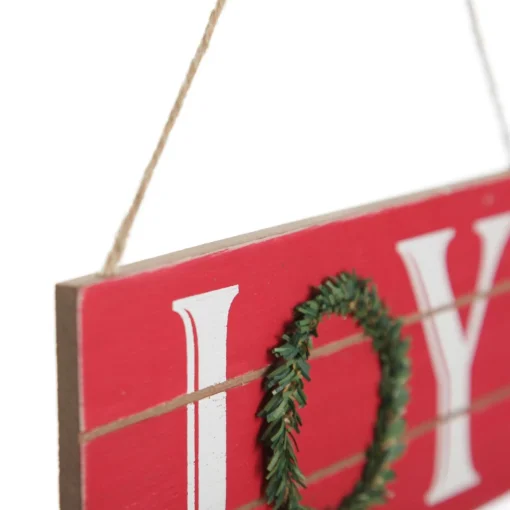 Red Wood Hanging Christmas Joy Plaque Store