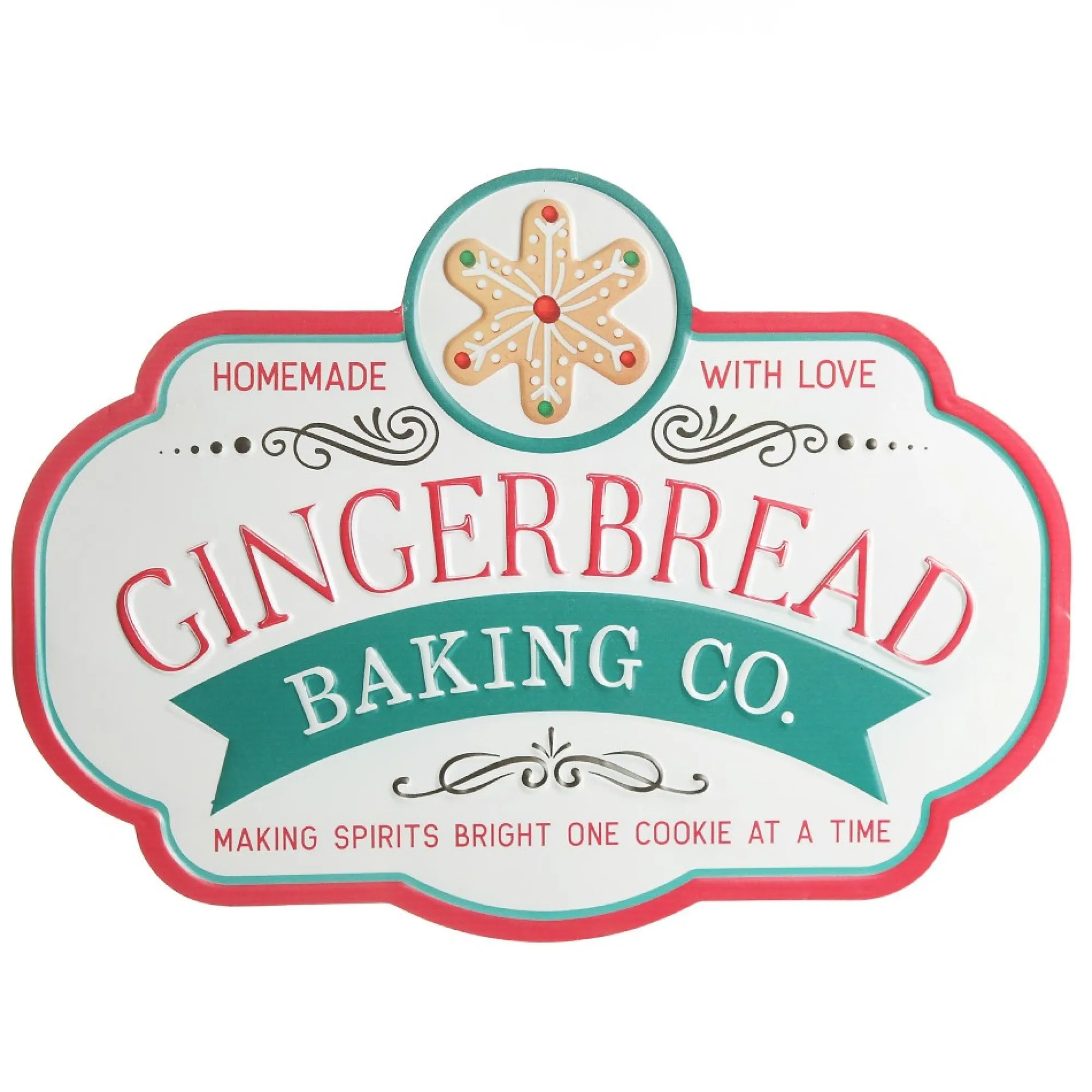 Retro Metal Gingerbread Baking Co Christmas Wall Sign Store
