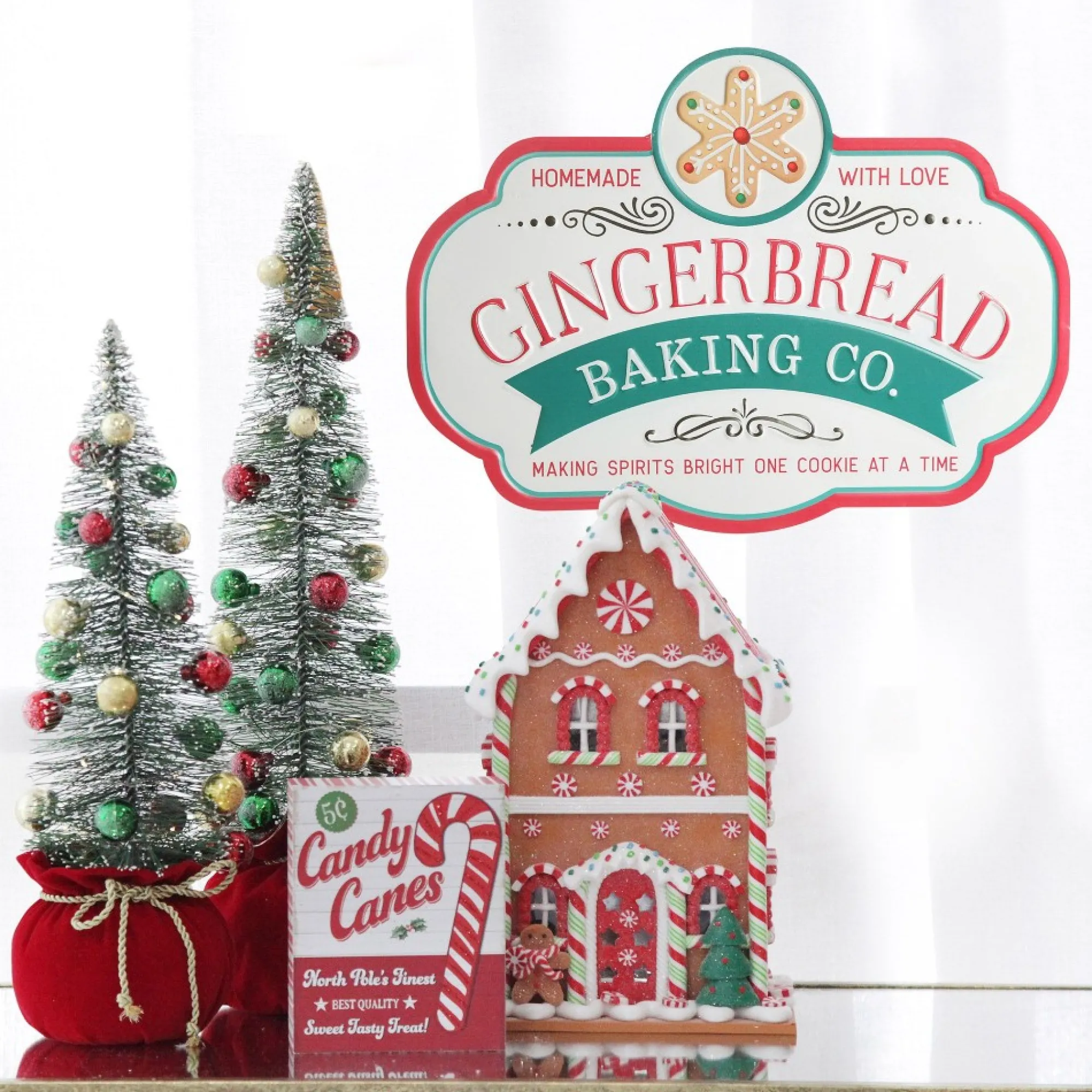 Retro Metal Gingerbread Baking Co Christmas Wall Sign Store