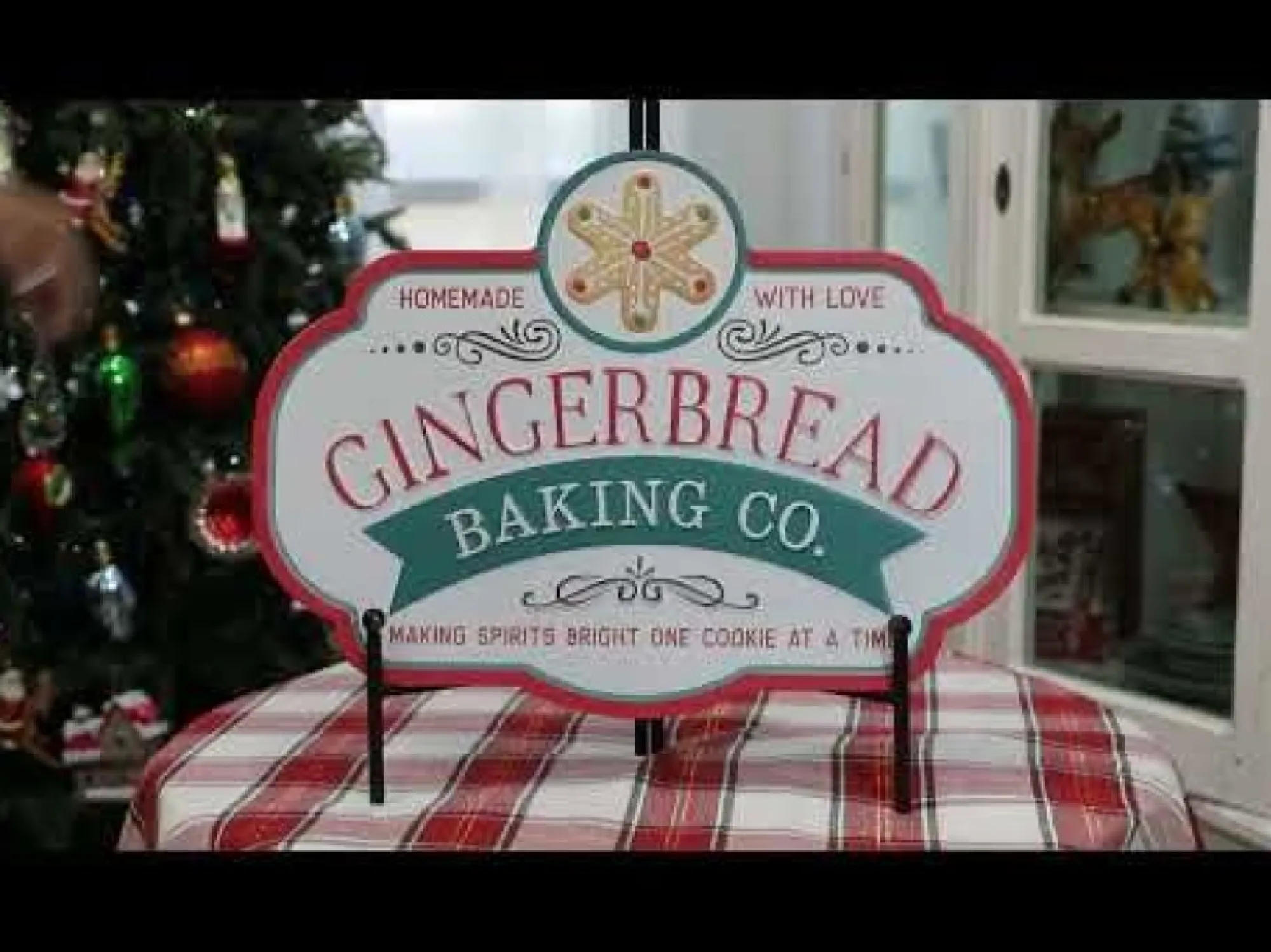 Retro Metal Gingerbread Baking Co Christmas Wall Sign Store