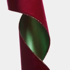Reversible Dark Red Velvet and Green Satin Wired Christmas Ribbon Garland Store
