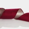 Reversible Dark Red Velvet and Gold Satin Wired Christmas Ribbon Garland Fashion