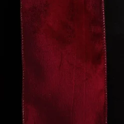 Reversible Dark Red Velvet and Gold Satin Wired Christmas Ribbon Garland Fashion