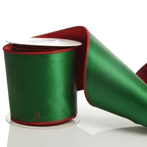 Reversible Green and Red Satin Wired Christmas Ribbon Garland Online