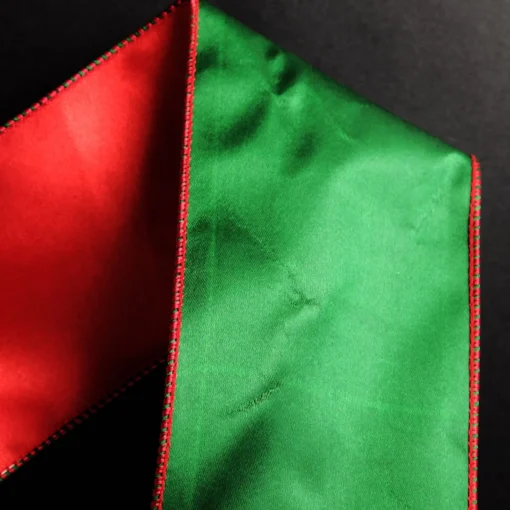 Reversible Green and Red Satin Wired Christmas Ribbon Garland Online