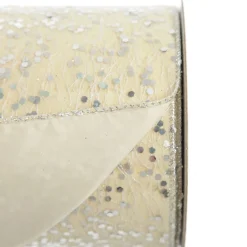 Reversible Ivory Velvet and Silver Sequin Wired Ribbon Garland Hot