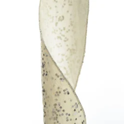 Reversible Ivory Velvet and Silver Sequin Wired Ribbon Garland Hot