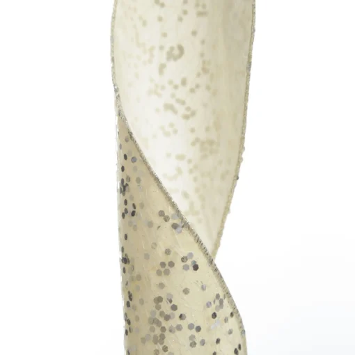 Reversible Ivory Velvet and Silver Sequin Wired Ribbon Garland Hot