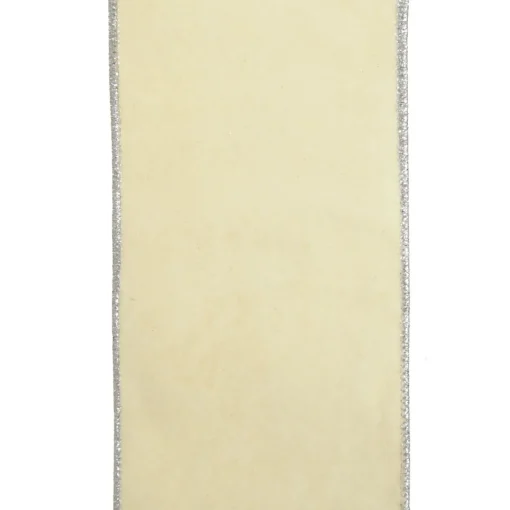 Reversible Ivory Velvet and Silver Glitter Wired Ribbon Garland Online
