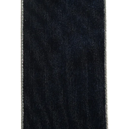 Reversible Navy Velour and Satin Wired Christmas Ribbon Garland Clearance