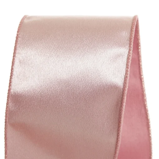 Reversible Pink Velvet and Satin Wired Christmas Ribbon Garland Cheap