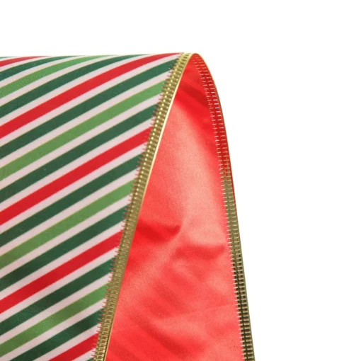 Reversible Red White Green Striped Wired Christmas Ribbon Garland Store