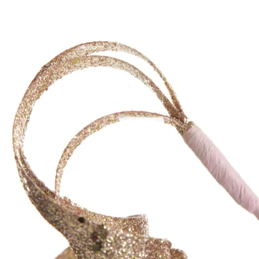 Rose Gold Glitter Curly Ribbon Christmas Pick Sale