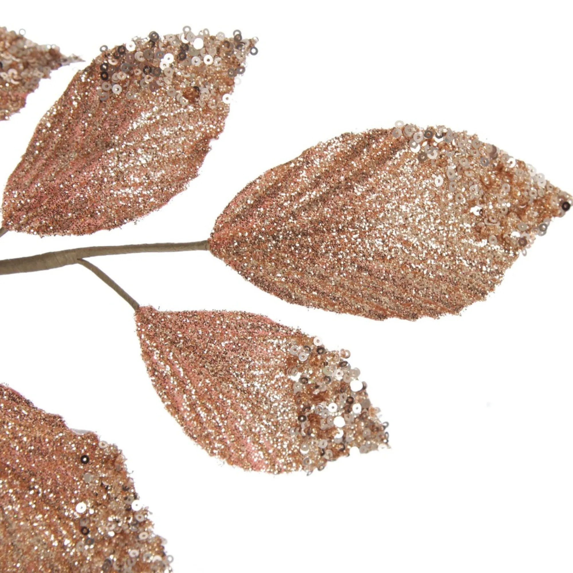 Rose Gold Glitter Leaf Spray with Sequin Tips Store