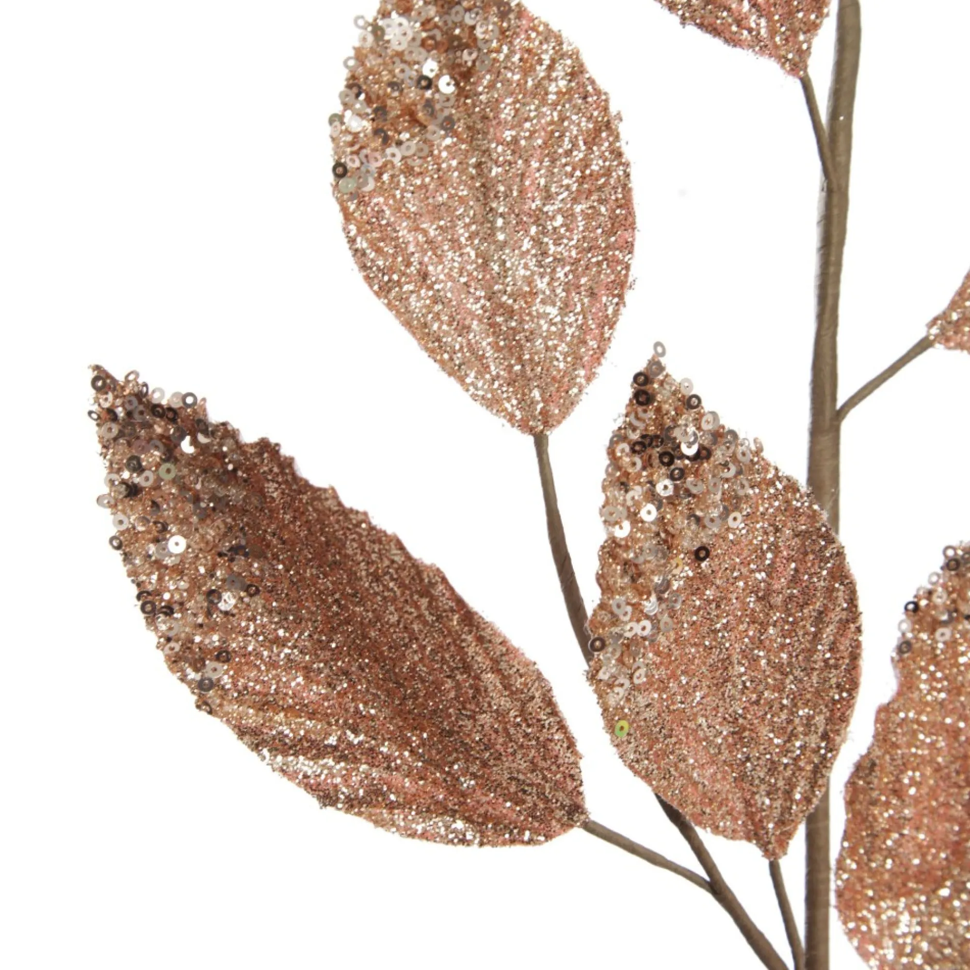 Rose Gold Glitter Leaf Spray with Sequin Tips Store