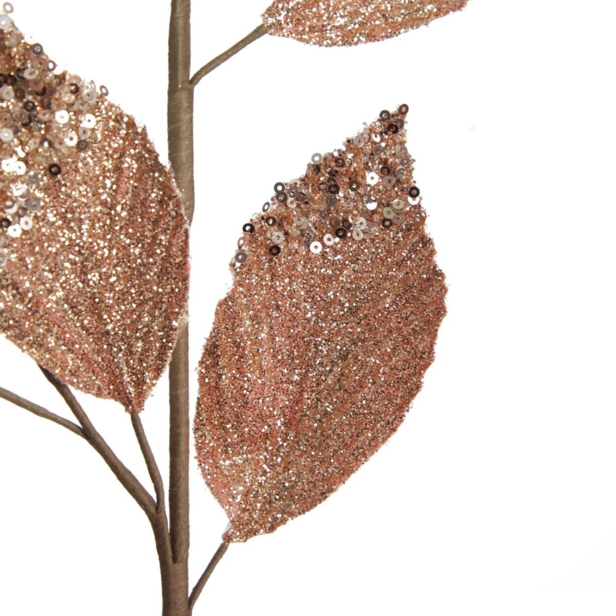 Rose Gold Glitter Leaf Spray with Sequin Tips Store