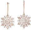 Rose Gold Glittter Snowflake Tree Decorations - Set of 2 Cheap